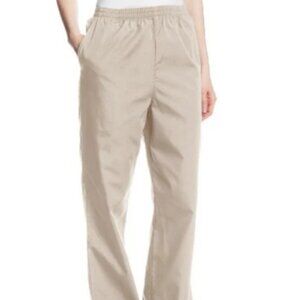 Cherokee Women's Workwear Cotton Blend Hi Rise Straight Pull-On Scrub Pant Khaki